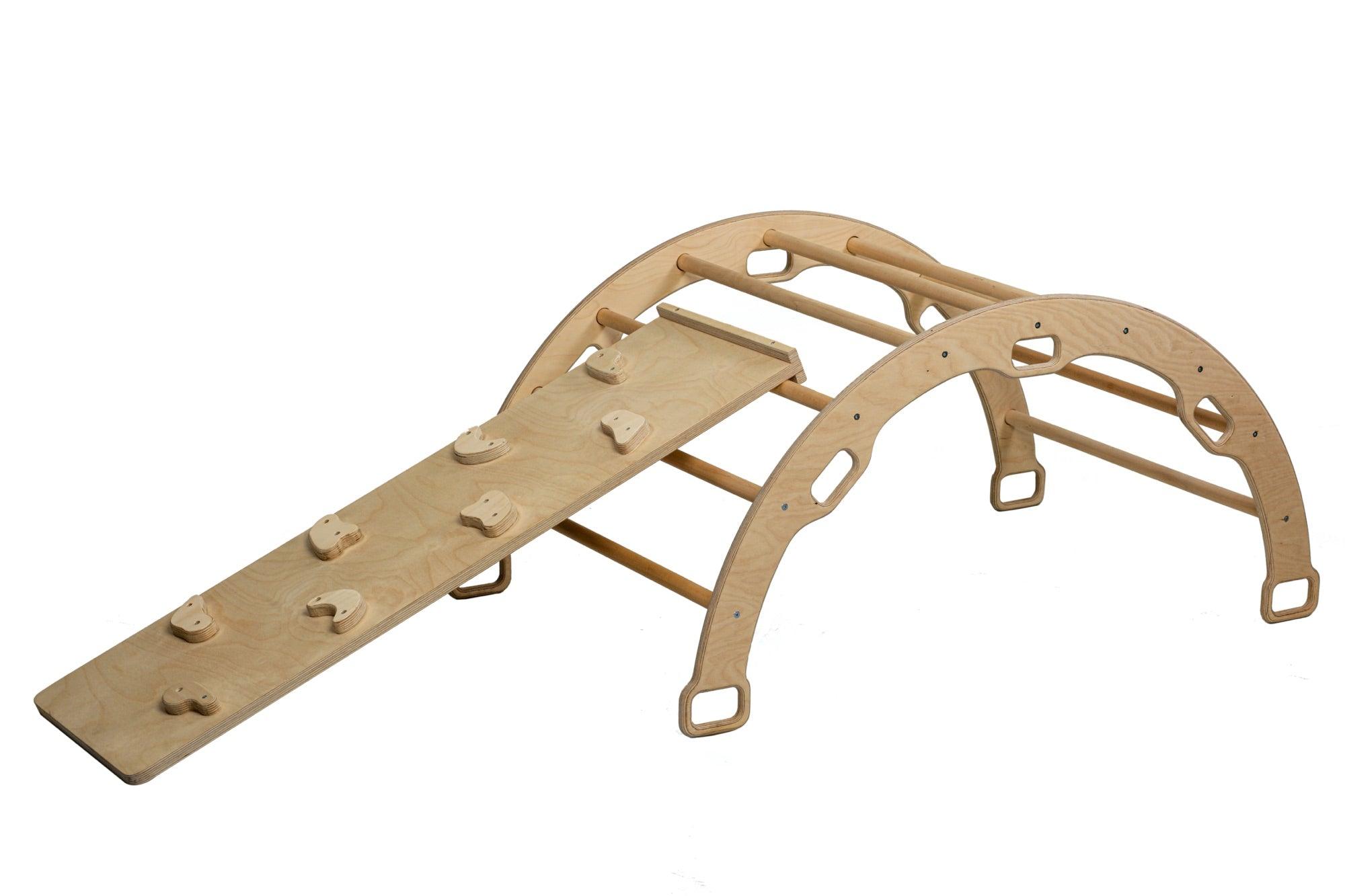 Wooden Climbing Arch Rocker with Ladder Ramp - Learning Through Play