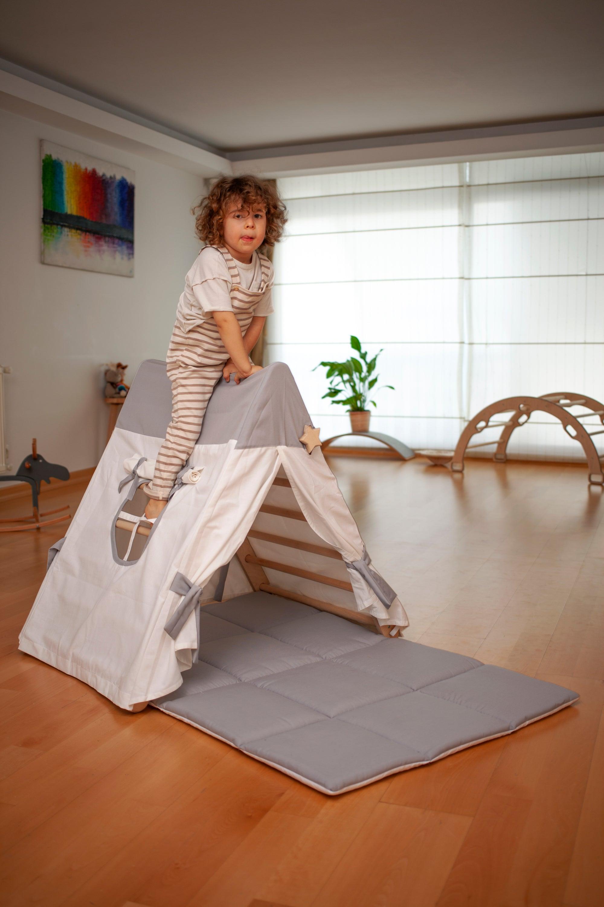 Climbing Triangle with Tent Cover, Mat, Ramp - Learning Through Play